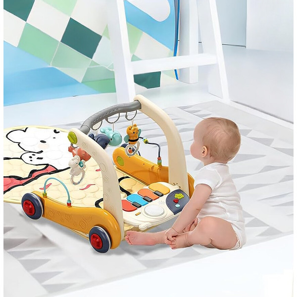 Eco Toys Geel 3-in-1 Speelkleed en Loopwagen HC623155