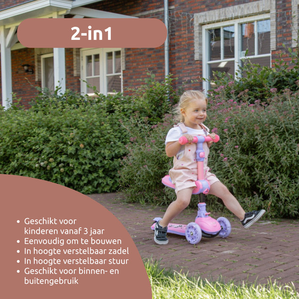 Eco Toys Lisa Roze 2-in-1 Step/Loopfiets