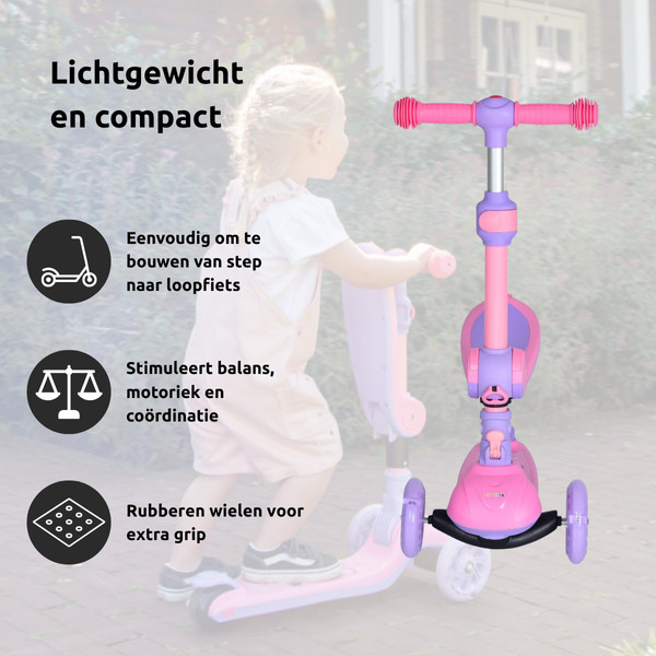 Eco Toys Lisa Roze 2-in-1 Step/Loopfiets