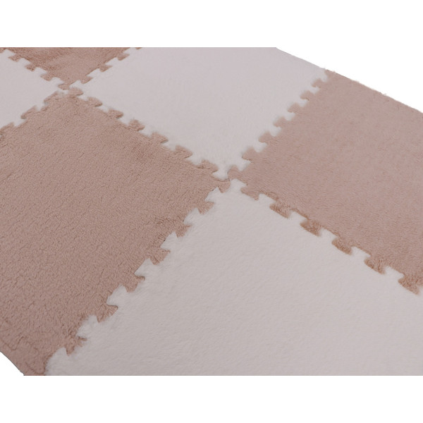 Eco Toys Nougat/Wit Checkered Pluche Schuimrubber Speelmat