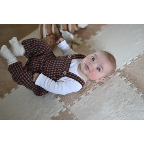 Eco Toys Nougat/Wit Checkered Pluche Schuimrubber Speelmat