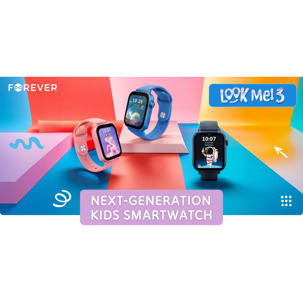 Forever Look Me! 3 Blauw GPS Wifi 4G Kinder Smartwatch KW-520-Blue