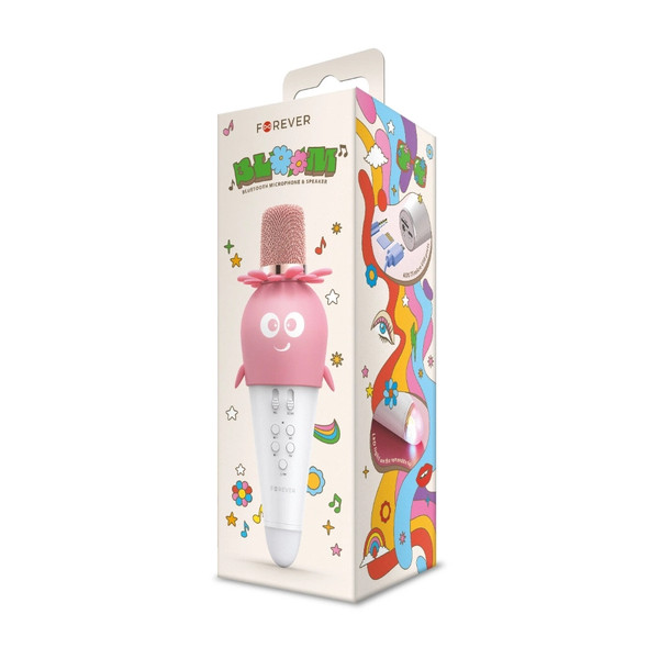Forever Pink Bluetooth LED Microfoon met Speaker AMS-200