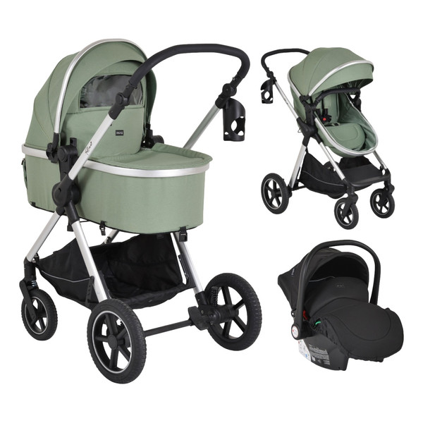 Moni Alina Dark Green 3-in-1 Combi Kinderwagen met i-Size Autostoel