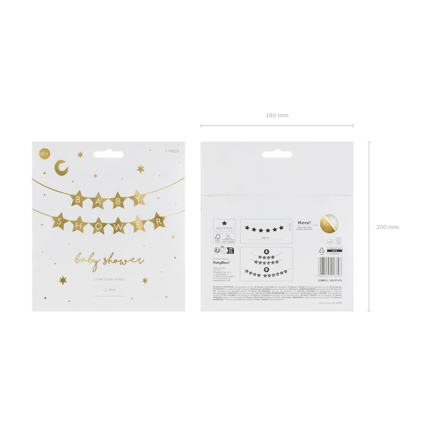Jep-Party 'Baby Shower' Goud 290 cm Letter Slinger GRL97-019