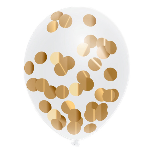 Jep-Party Goud 30cm 5 Stuks Confetti Ballonnen 442365