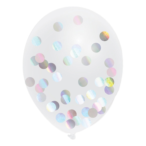 Jep-Party Zilver 30cm 5 Stuks Confetti Ballonnen 442368