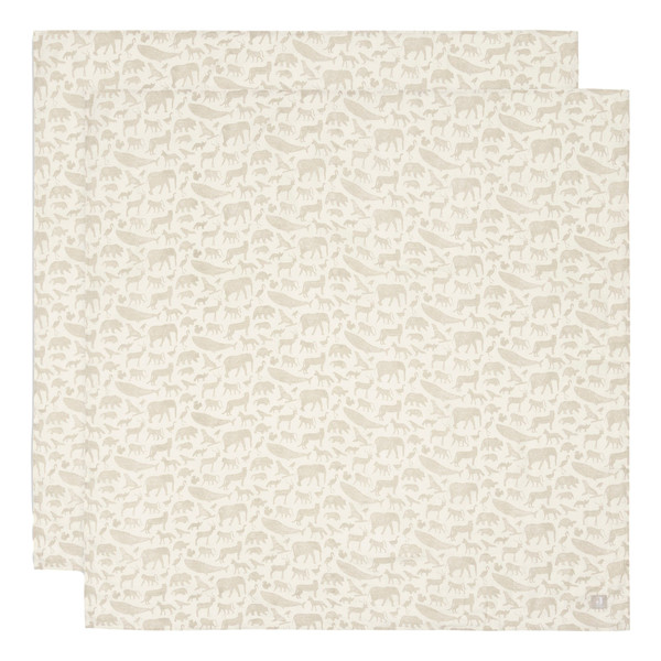 Jollein Animals Nougat 115 x 115 cm Hydrofiel Multidoek 2 Stuks 535-852-67044