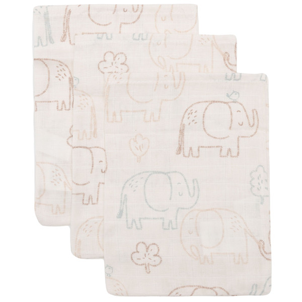 Jollein Elephant Tales 3 Stuks Hydrofiel Washandjes 536-848-68110