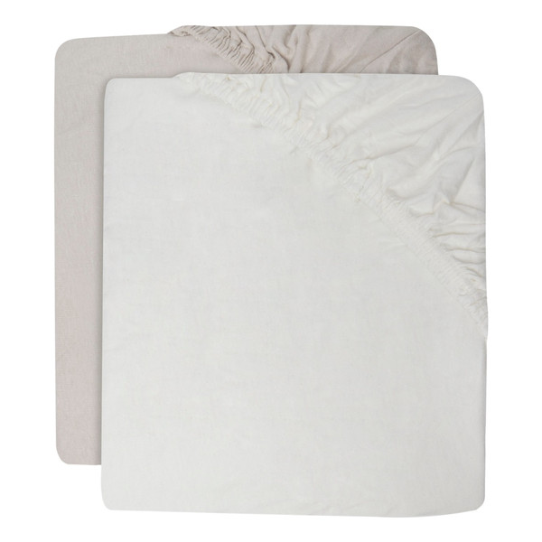 Jollein Jersey Ivory/Nougat 60 x 120 cm 2 Stuks Ledikant Hoeslaken 2511-507-00156