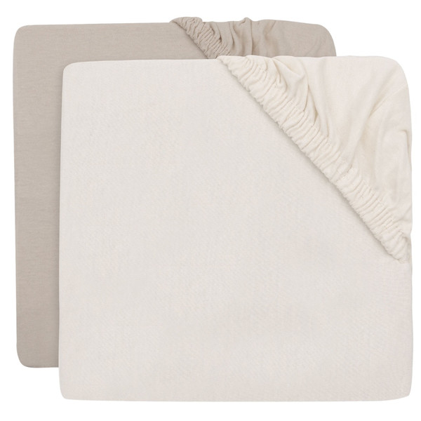 Jollein Jersey Oatmeal/Sand 70/75 x 140/150 cm 2 Stuks Junior Hoeslaken