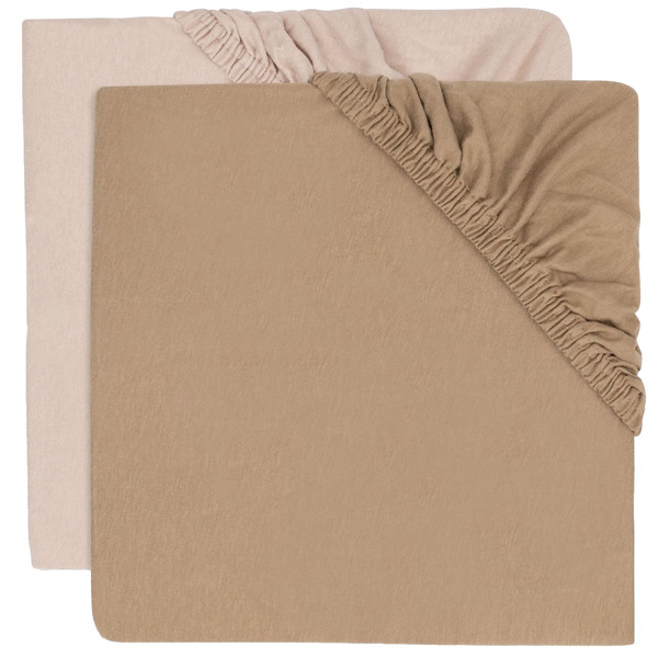 Jollein Jersey Wild Rose / Biscuit 40/50 x 80/90 cm 2 Stuks Wieg Hoeslaken 2511-501-68080