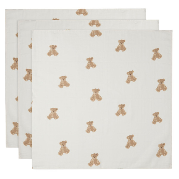 Jollein Teddy Bear 70 x 70 cm Hydrofiel Multidoek 3 stuks 535-851-66095