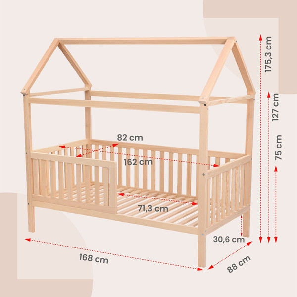 Kukka 80 x 160 cm Montessori Houten Activiteiten Huisbed KMB312
