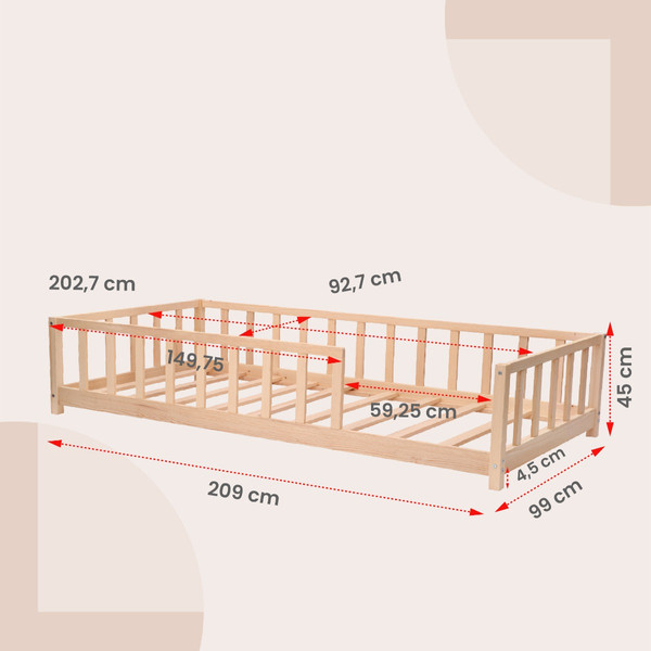 Kukka 90 x 200 cm Naturel Houten Vloerbed KFB620