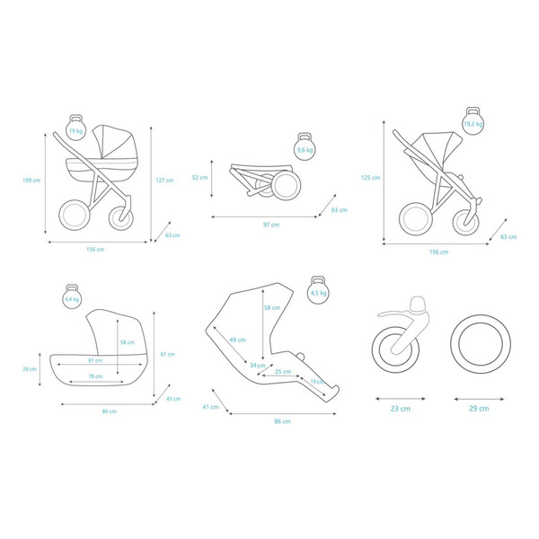 Kunert Booster Black Graphite Tandem Duowagen met 2 Autostoelen