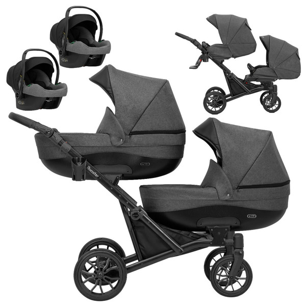 Kunert Booster Black Graphite Tandem Duowagen met 2 Autostoelen