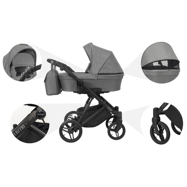 Kunert Lazzio Black Eco-Leather 2-in-1 Kinderwagen LAZ-11-BLACK