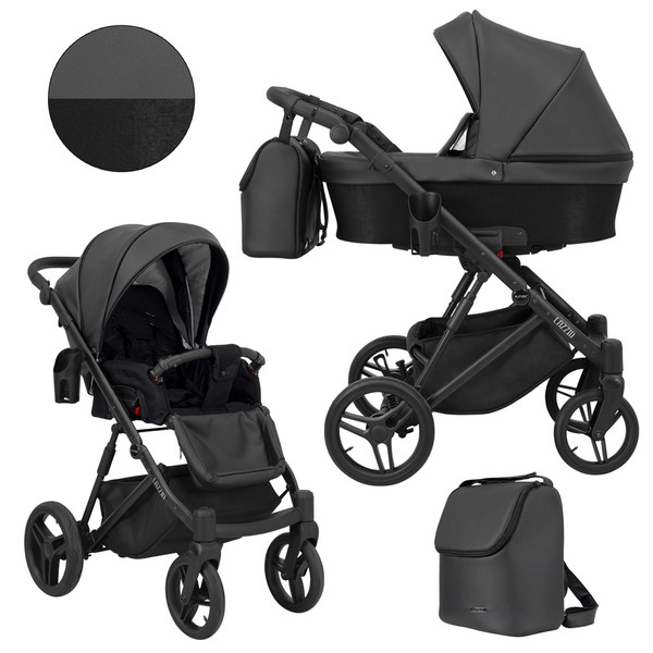 Kunert Lazzio Black Eco-Leather 2-in-1 Kinderwagen LAZ-11-BLACK