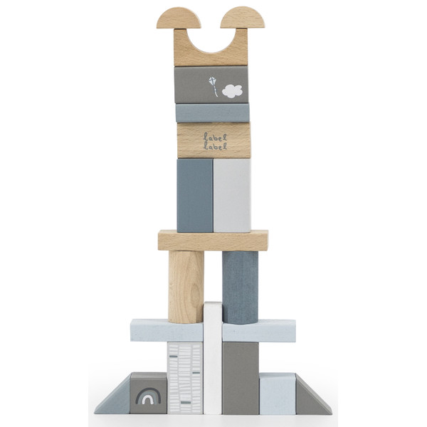 Label Label Blauw 50 stuks Houten Blokken LLWT-25354