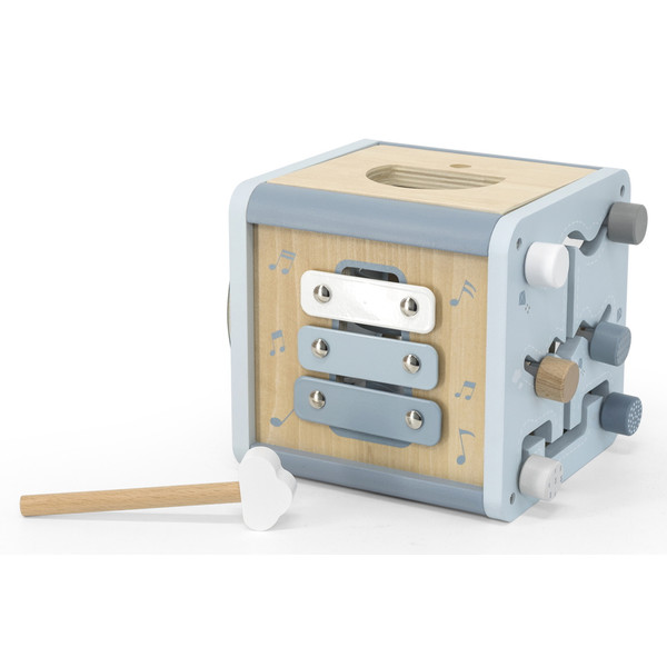 Label Label Blauw Houten Activiteitenkubus LLWT-34307