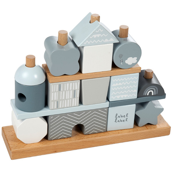 Label Label Blauw Houten Blokken LLWT-25095