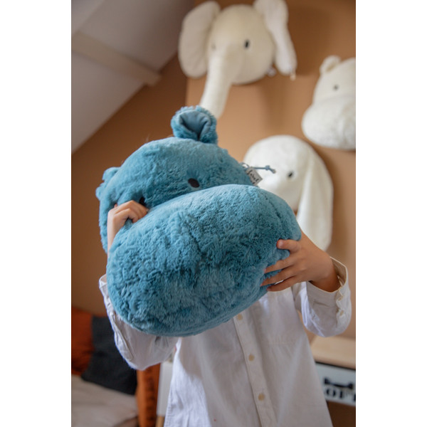 Label Label Hippo Harvey Blauw Muurdecoratie