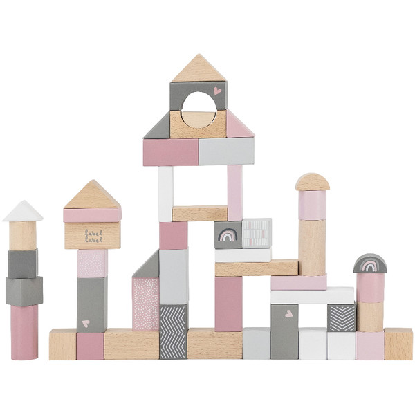 Label Label Roze 50 stuks Houten Blokken LLWT-25347