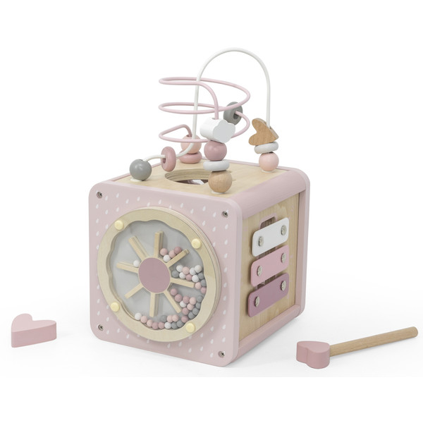 Label Label Roze Houten Activiteitenkubus LLWT-34314