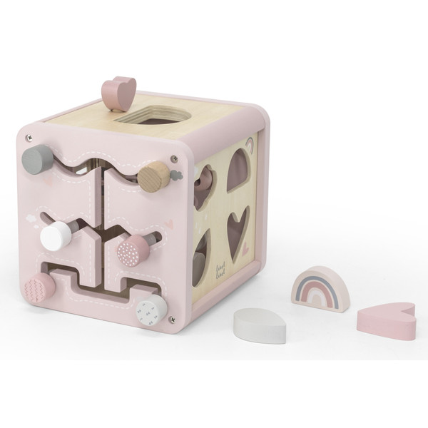 Label Label Roze Houten Activiteitenkubus LLWT-34314