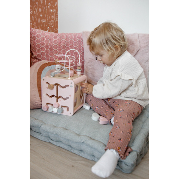 Label Label Roze Houten Activiteitenkubus LLWT-34314