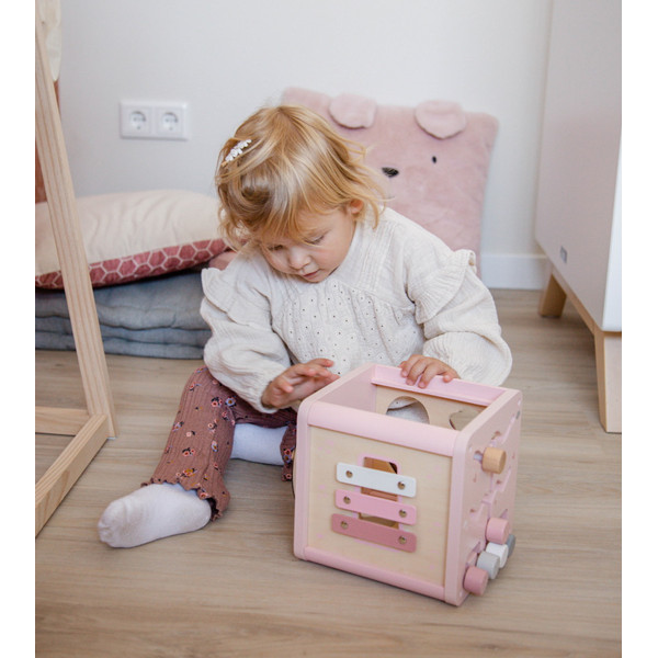 Label Label Roze Houten Activiteitenkubus LLWT-34314
