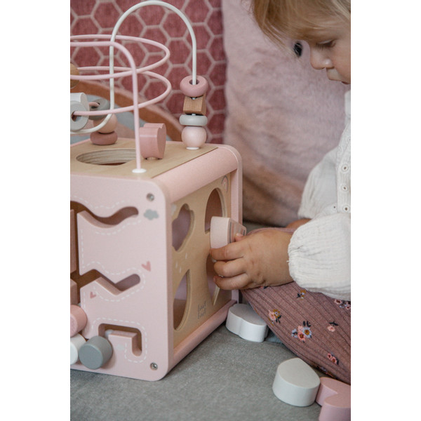 Label Label Roze Houten Activiteitenkubus LLWT-34314