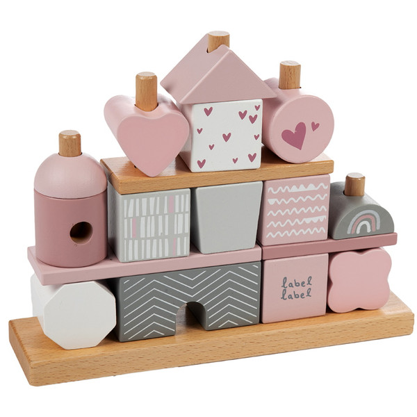 Label Label Roze Houten Blokken LLWT-25088