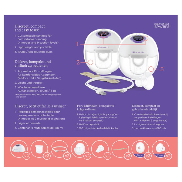 Lansinoh Hands-Free Dubbele Elektrische Borstkolf 53752