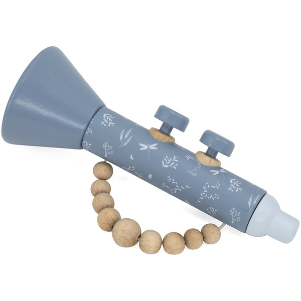 Label Label Blauw Houten Trompet LLWT-04496
