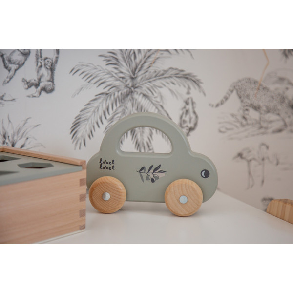Label Label Olijfgroen Houten Speelgoed Auto LLWT-10251