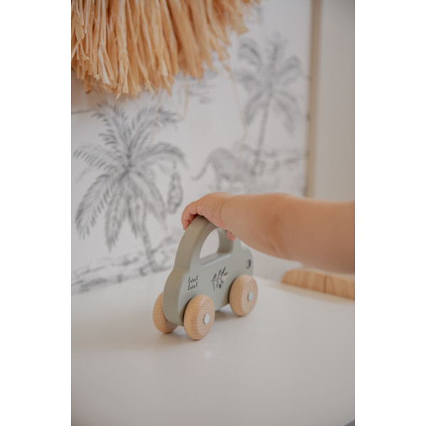 Label Label Olijfgroen Houten Speelgoed Auto LLWT-10251