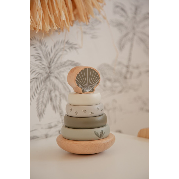 Label Label Olijfgroen Houten Tuimelring Piramide LLWT-10299