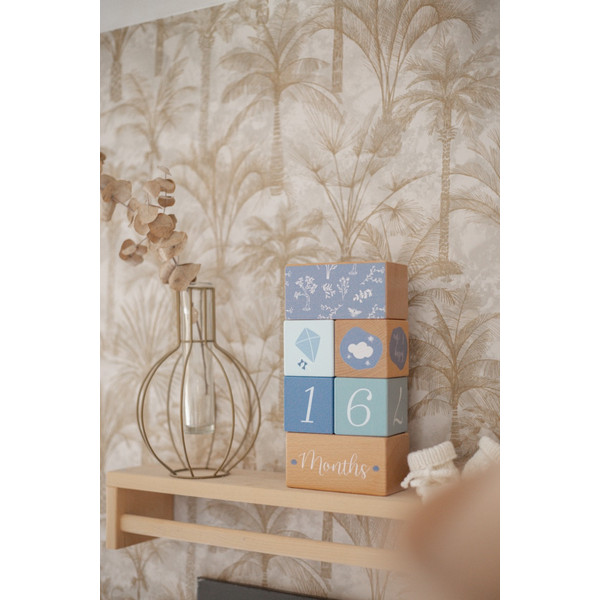 Label Label Blauw Houten Mijlpaalblokken LLWT-10428