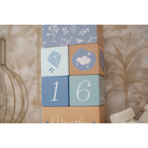 Label Label Blauw Houten Mijlpaalblokken LLWT-10428