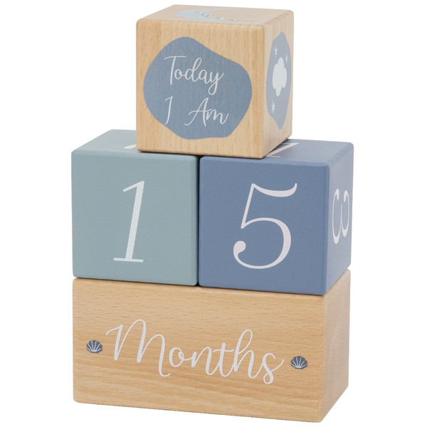 Label Label Blauw Houten Mijlpaalblokken LLWT-10428