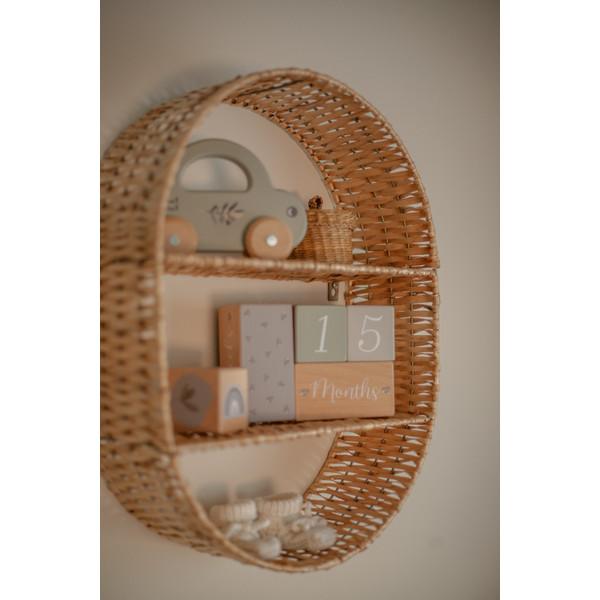 Label Label Olijfgroen Houten Mijlpaalblokken LLWT-10435