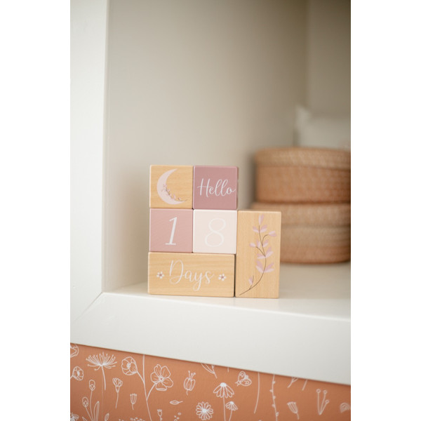 Label Label Roze Houten Mijlpaalblokken LLWT-10442