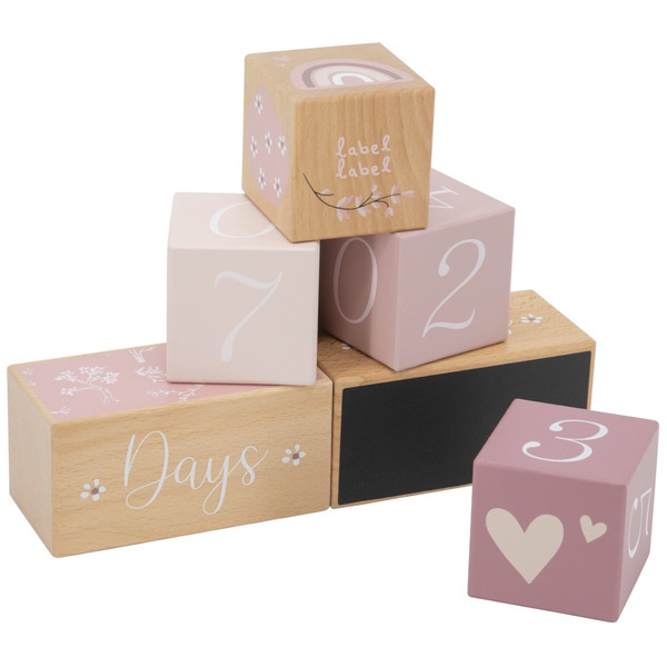 Label Label Roze Houten Mijlpaalblokken LLWT-10442