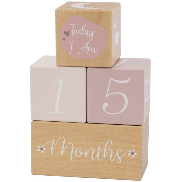Label Label Roze Houten Mijlpaalblokken LLWT-10442