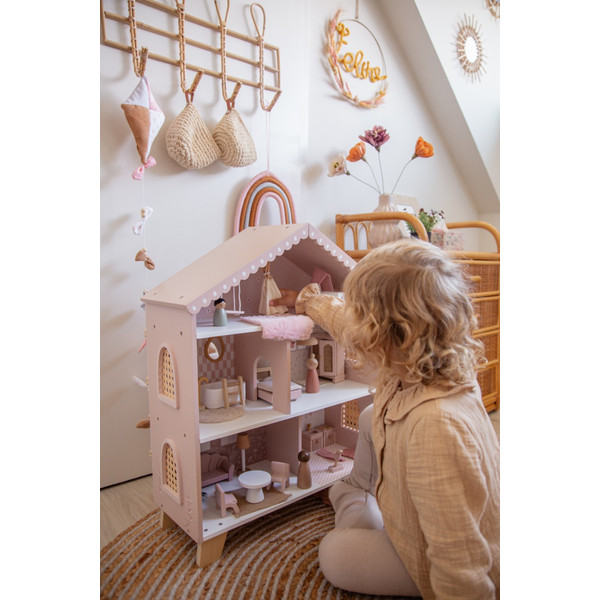 Label Label Roze Houten Poppenhuis LLWT-10466
