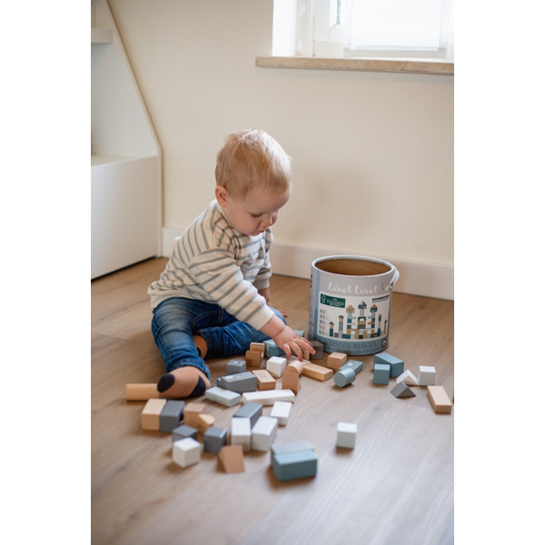 Label Label Blauw 50 stuks Houten Blokken LLWT-25354