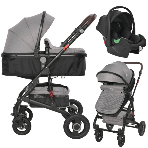 Lorelli Alba Premium Opaline Grey 3-in-1 Combi Kinderwagen incl. Spirit Autostoel