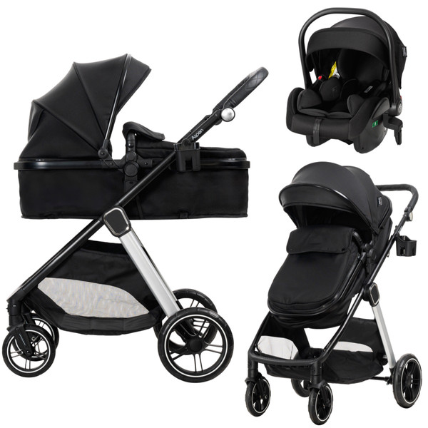 Lorelli Aspen Black 3-in-1 Combi Kinderwagen incl. i-Size Autostoel